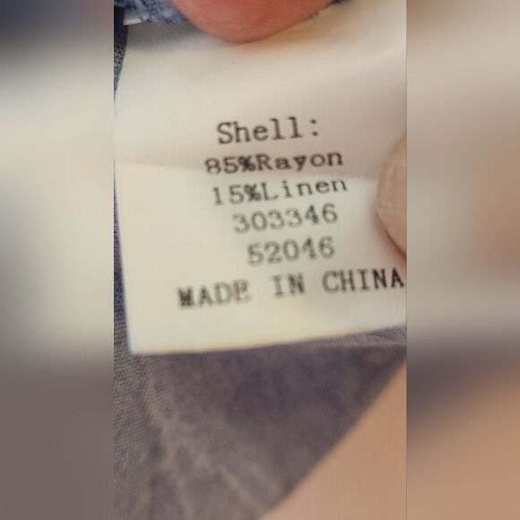 Unbranded XL Stone Blue LINEN Blend  3/4 Sleeve Lagenlook Women's Top Blouse - Picture 2 of 7